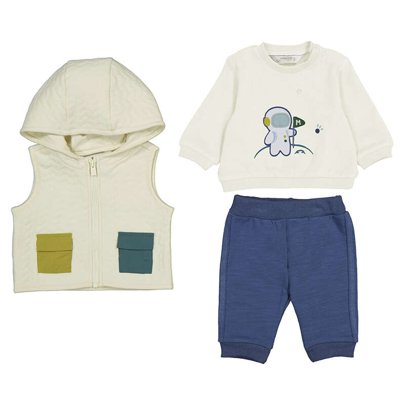 BEBÉ NIÑO 0 a 4 años. MAYORAL. CONJUNTO CHALECO 3 PIEZAS 15-02640-088 color ESTANQUE