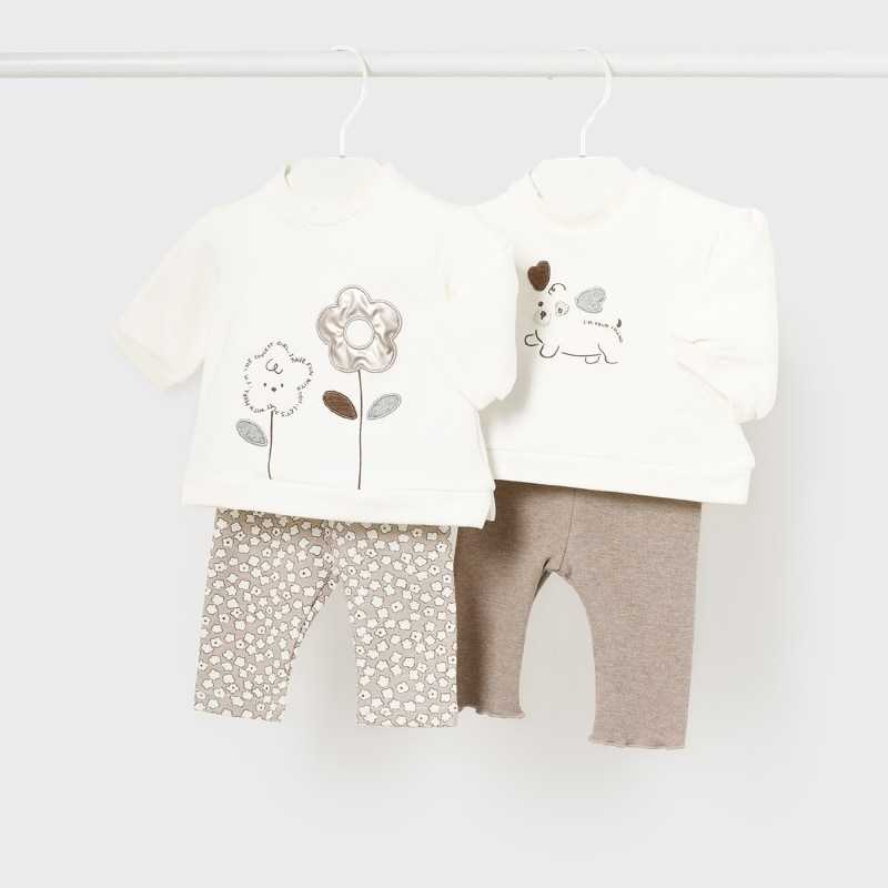 NEWBORN NIÑA 0 a 18 meses CONJUNTO LEGGINGS 4 PIEZAS 14-02786-021 color TIRAMISU VIGORE MAYORAL