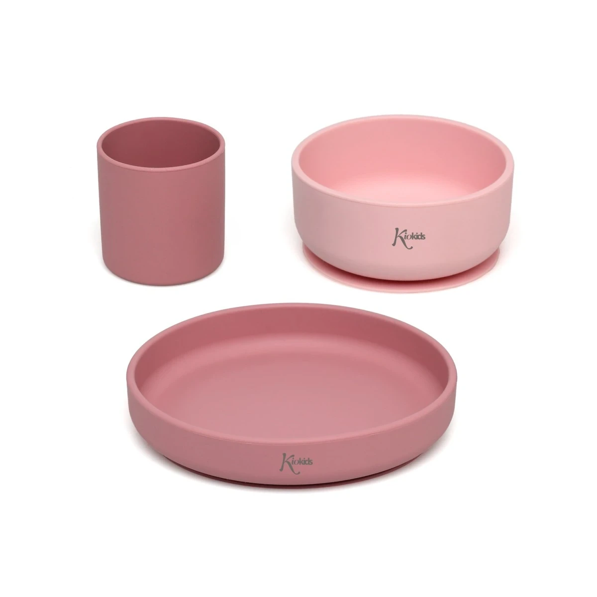 KIOKIDS 4318. SET VAJILLA 3 PIEZAS SILICONA ROSA